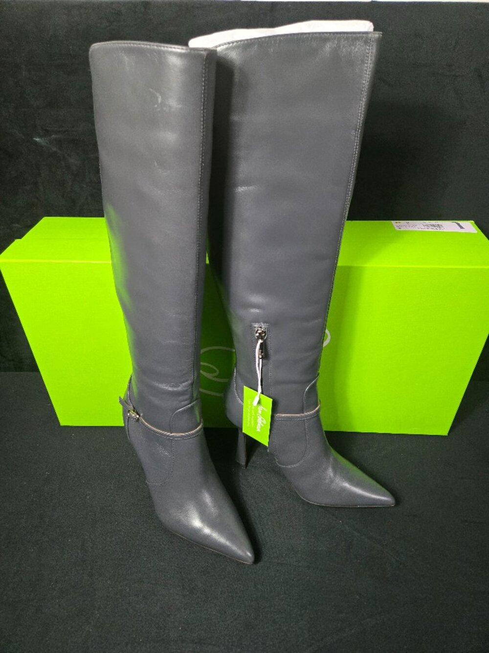 Sam Edelman Elia Women's 6M Iron Leather Knee High Boots New